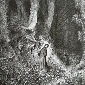 Gustav Dore, Wild Forest, A Panther Divine Comedy, Art Print, ~ 250803-WH 705